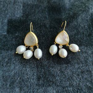 Julie Vos Aquitaine Gold Pearl Earrings BRAND NEW